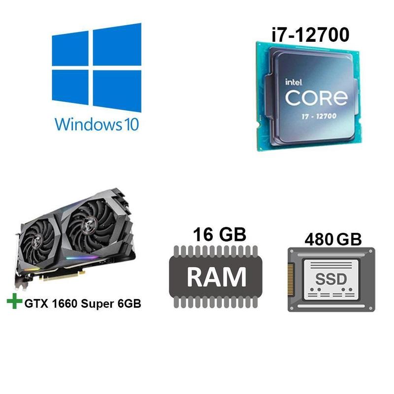 Computador Core I7 12700, Ssd 480Gb, 16Gb Ram, Gtx 1660 6Gb - PC